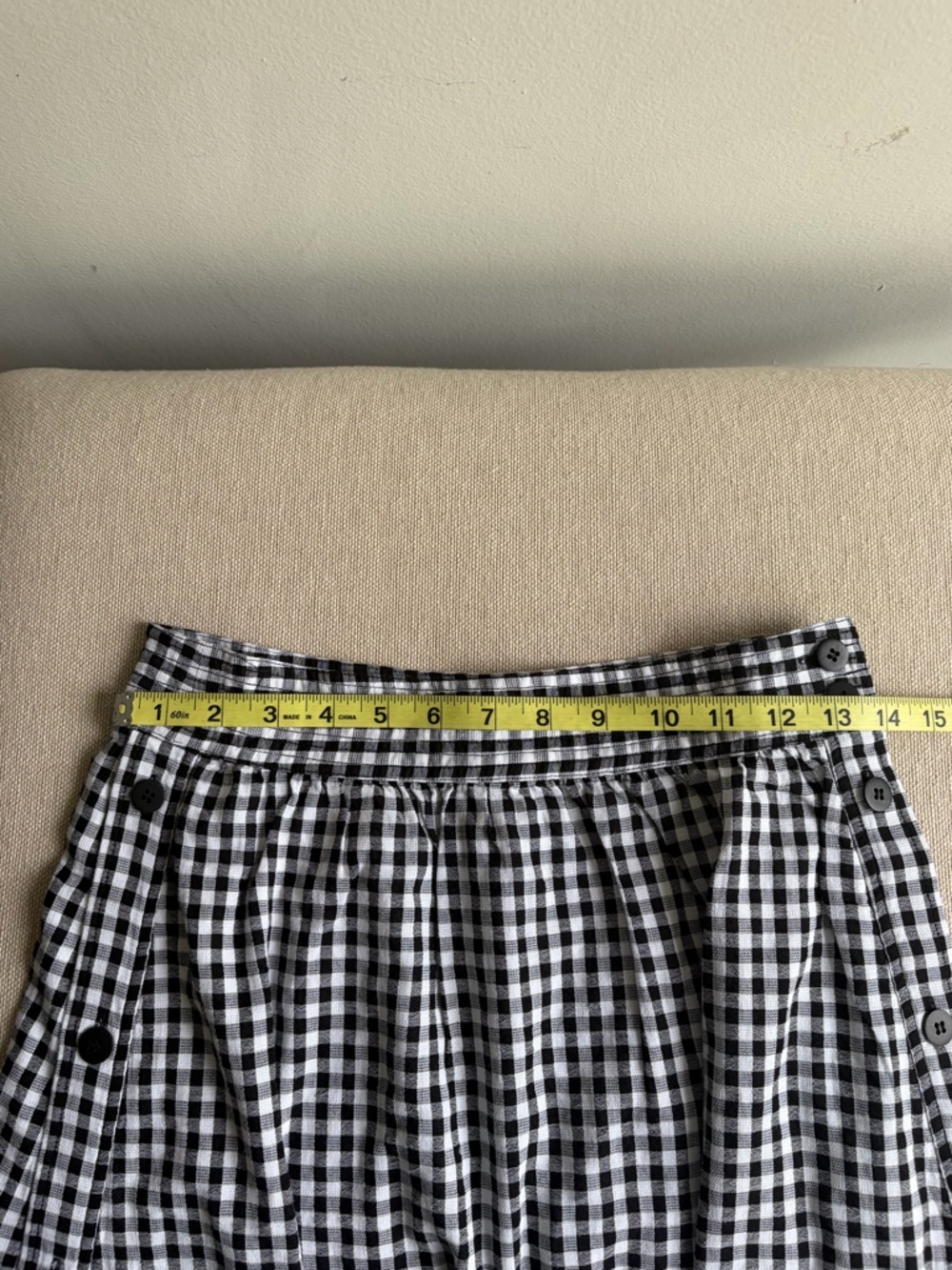 NWT! MADEWELL Side Button Gingham Black White Midi Skirt Size 2 - Picture 6 of 7
